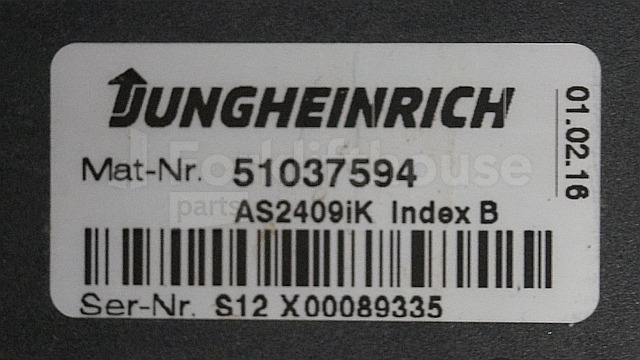 Řídicí blok pro Manipulační technika Jungheinrich 51037564 Drive/Lift controller AS2409 iK Index B 51075490 Sw. 1,27 sn. S12X00089335 for EJE220 year 2016: obrázek 2