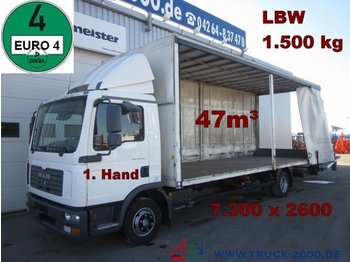 Plachtový nákladní auto MAN TGL 12.180 Schiebeplane 7.30m lang 47m³ LBW1.5t.: obrázek 1