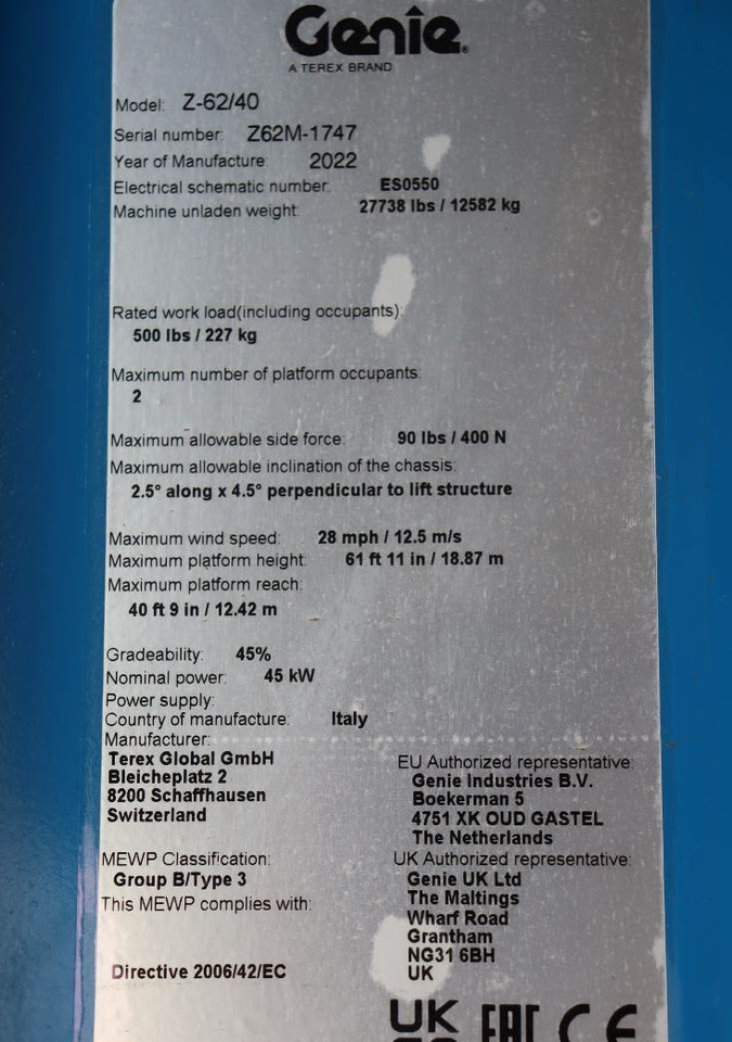 Kloubová plošina Genie Z62/40 Valid inspection, *Guarantee!, Diesel, 22 m: obrázek 6