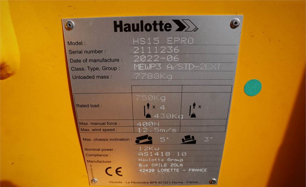 Nůžková plošina Haulotte HS15EPRO Valid Inspection, *Guarantee! Full Electr: obrázek 7