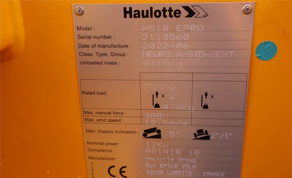 Nůžková plošina Haulotte HS18EPRO Valid Inspection, *Guarantee! Full Electr: obrázek 10