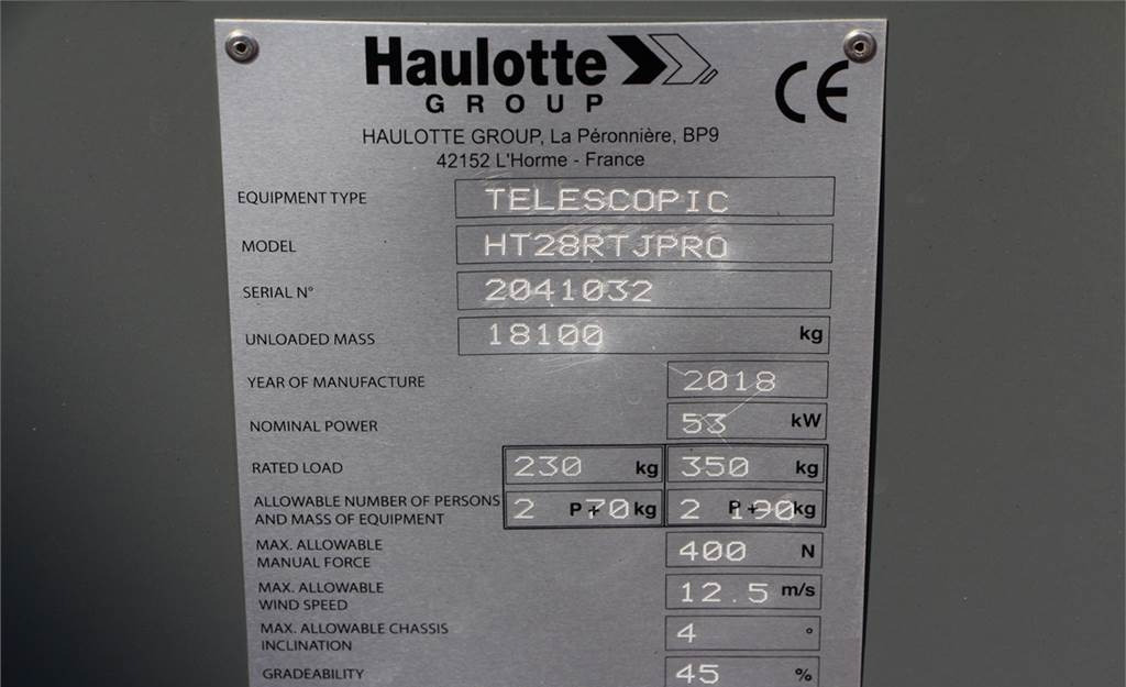 Teleskopická plošina Haulotte HT28RTJPRO Diesel, 4x4 Drive, 27.9 m Working Heigh: obrázek 6