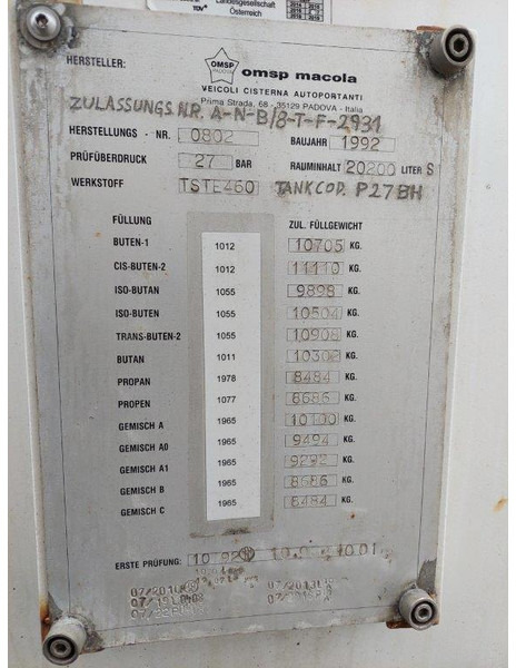 OMSP Macola Tanktrailer 20.200 Liter lpg Gas, Gaz, LPG, GPL, Propane, Butane tank ID 3.135 - Cisternový návěs: obrázek 5
