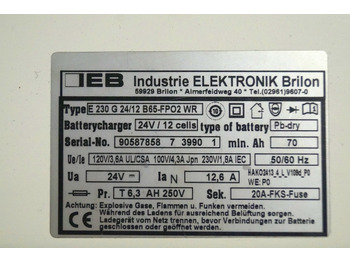 Akumulátor pro Manipulační technika IEB 90587858 | IEB charger EFG 230 G 24/12 B65-FP02 WR 24V12,6A 220V 50/60Hz fro: obrázek 2 Akumulátor pro Manipulační technika IEB 90587858 | IEB charger EFG 230 G 24/12 B65-FP02 WR 24V12,6A 220V 50/60Hz fro: obrázek 2
