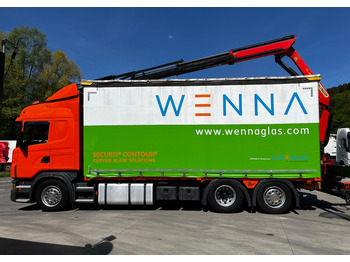 Plachtový nákladní auto, Plachtový přívěs Scania G420 // Tandem // HDS Palfinger 18002 EH // Przyczepa // Oś skrętna podnoszona // Video !!!: obrázek 3