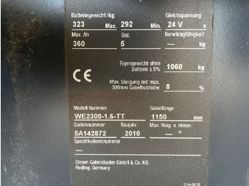 Stohovací vozík Crown WE2300 1.6 TT: obrázek 5