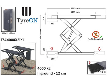 Vybavení garáže/ Dílny TSC4000X2iXL In floor scissor lift - Double extensions - 12 cm installation depth - Hydromechanically locked - No compressed air required - 4T: obrázek 2