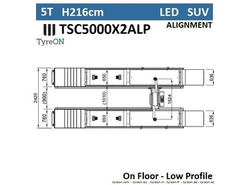 Vybavení garáže/ Dílny TSC5000X2A LP wheel alignment lift - On floor - Free wheel lifting system - 5.2 m lightened runways (76 cm wide) - Low profile - 5T: obrázek 4