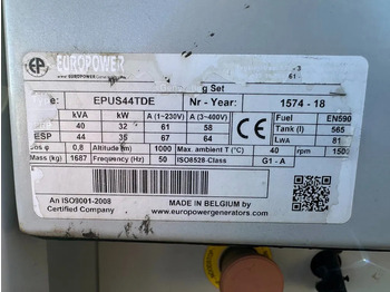 Elektrický generátor Europower EPUS44TDE Kubota Leroy Somer 44 kVA Supersilent Rental generatorset: obrázek 5