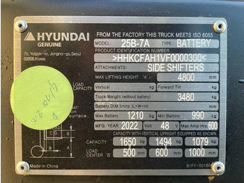 Nový Elektrický vysokozdvižný vozík Hyundai 25B-7A 2.5 ton Triplex Freelift Sideshift Elektra Heftruck Nieuw: obrázek 4