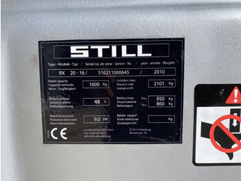 Elektrický vysokozdvižný vozík Still RX 20-16 1.6 ton Duplex Freelift Sideshift Elektra Heftruck: obrázek 4