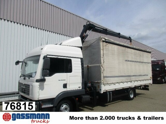MAN TGL 12.240BL 4x2, mit Kran Hiab 088 mit Funk - Plachtový nákladní auto, Auto s hydraulickou rukou: obrázek 1 MAN TGL 12.240BL 4x2, mit Kran Hiab 088 mit Funk - Plachtový nákladní auto, Auto s hydraulickou rukou: obrázek 1
