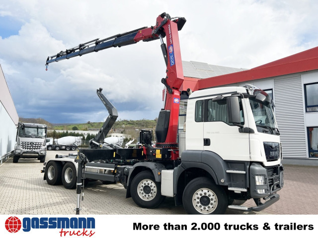 Nový Hákový nosič kontejnerů, Auto s hydraulickou rukou MAN TGS 35.480 8X4 BL, Intarder, Kran HMF 3220-K6,: obrázek 9