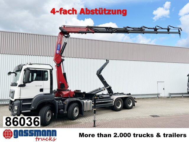 MAN TGS 35.480 8X4 BL, Intarder, Kran HMF 3220-K6, - Hákový nosič kontejnerů, Auto s hydraulickou rukou: obrázek 1 MAN TGS 35.480 8X4 BL, Intarder, Kran HMF 3220-K6, - Hákový nosič kontejnerů, Auto s hydraulickou rukou: obrázek 1