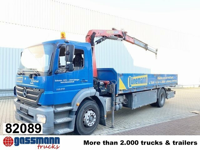 Mercedes-Benz Axor 1828 L 4x2 mit Kran Palfinger PK 9501, Funk - Nákladní automobil valníkový/ Plošinový, Auto s hydraulickou rukou: obrázek 1 Mercedes-Benz Axor 1828 L 4x2 mit Kran Palfinger PK 9501, Funk - Nákladní automobil valníkový/ Plošinový, Auto s hydraulickou rukou: obrázek 1