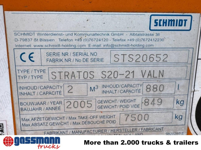 Schmidt Stratos S20-21 VALN, Salzstreuer 2m³ 880l - Sypač písku/ Soli: obrázek 3 Schmidt Stratos S20-21 VALN, Salzstreuer 2m³ 880l - Sypač písku/ Soli: obrázek 3