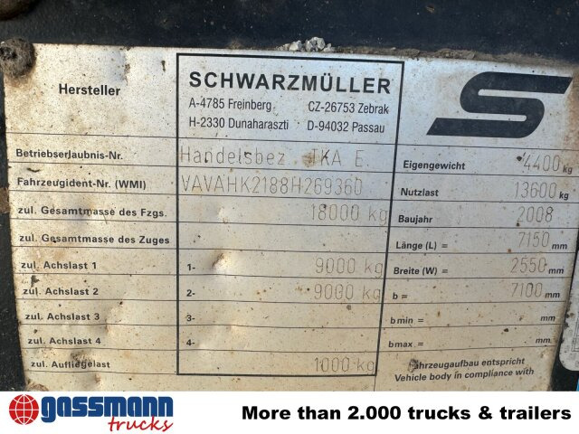 Schwarzmüller TKA 18, Alu-Bordwände, ca. 11m³ - Sklápěcí přívěs: obrázek 2 Schwarzmüller TKA 18, Alu-Bordwände, ca. 11m³ - Sklápěcí přívěs: obrázek 2