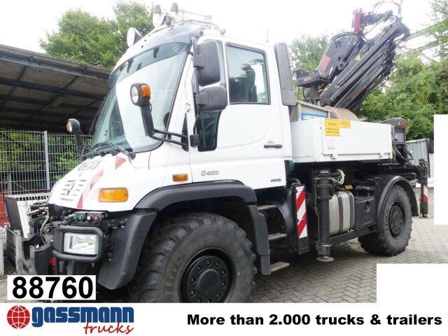 Unimog U400 4x4, Frontzapfwelle, Heckkran Hiab XS - Nákladní automobil valníkový/ Plošinový, Auto s hydraulickou rukou: obrázek 1 Unimog U400 4x4, Frontzapfwelle, Heckkran Hiab XS - Nákladní automobil valníkový/ Plošinový, Auto s hydraulickou rukou: obrázek 1
