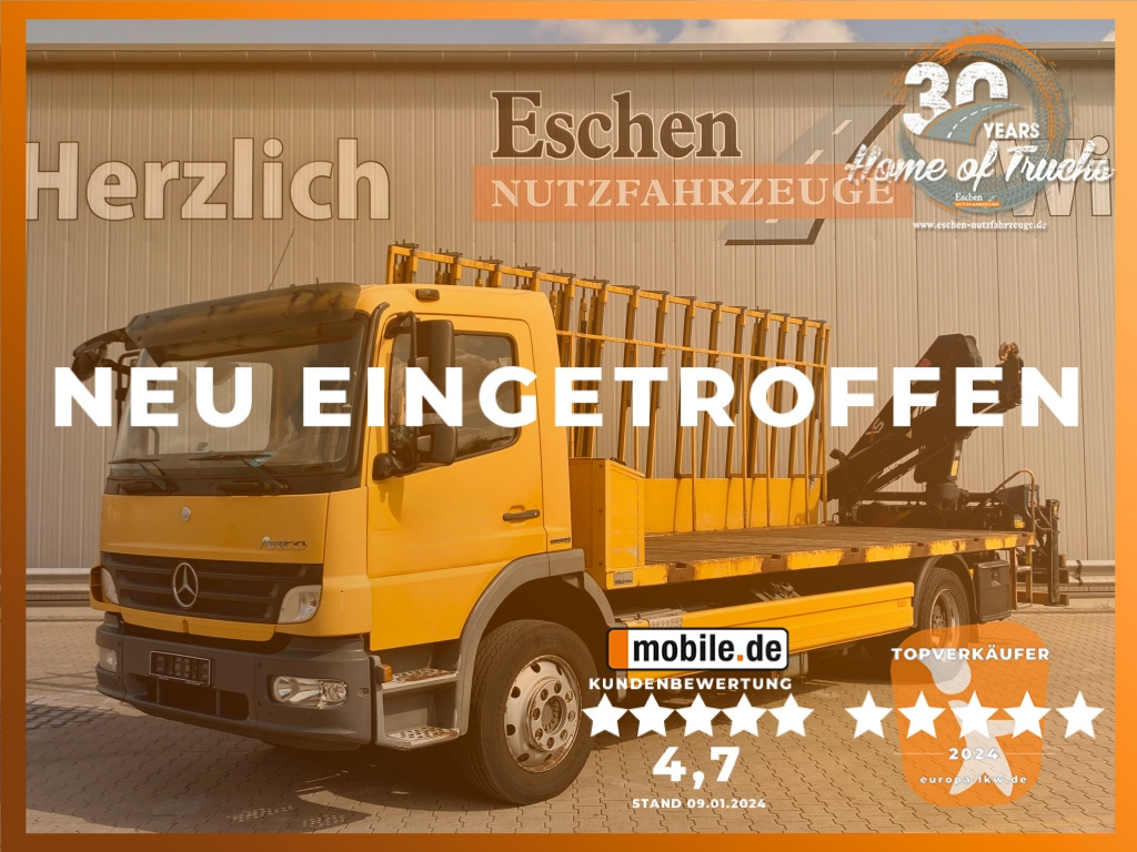 Mercedes-Benz 1224 L Atego / HIAB-Kran / Glastransporter - Nákladní automobil valníkový/ Plošinový, Auto s hydraulickou rukou: obrázek 1 Mercedes-Benz 1224 L Atego / HIAB-Kran / Glastransporter - Nákladní automobil valníkový/ Plošinový, Auto s hydraulickou rukou: obrázek 1