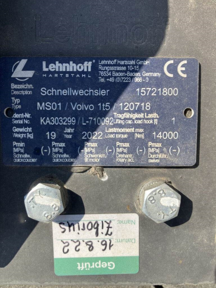 Lehnhoff Schnellwechsler mech. - Rychloupínací: obrázek 3 Lehnhoff Schnellwechsler mech. - Rychloupínací: obrázek 3