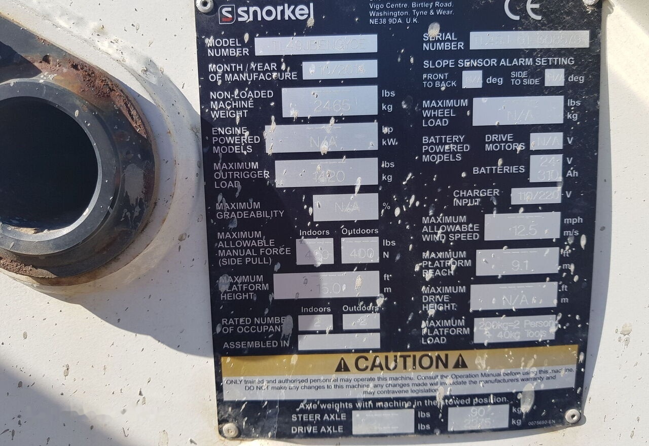 SNORKEL TL49J - Kloubová plošina: obrázek 2 SNORKEL TL49J - Kloubová plošina: obrázek 2