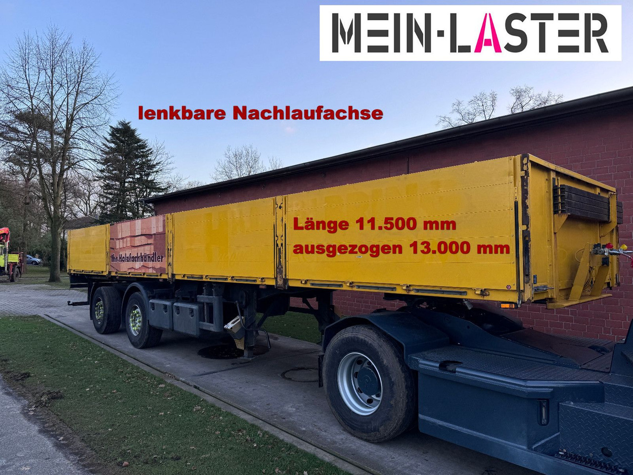 Ackermann Baustoffpritsche 11.5-13 m Lenkachse NL 19t - Návěs valník/ Plato: obrázek 1 Ackermann Baustoffpritsche 11.5-13 m Lenkachse NL 19t - Návěs valník/ Plato: obrázek 1