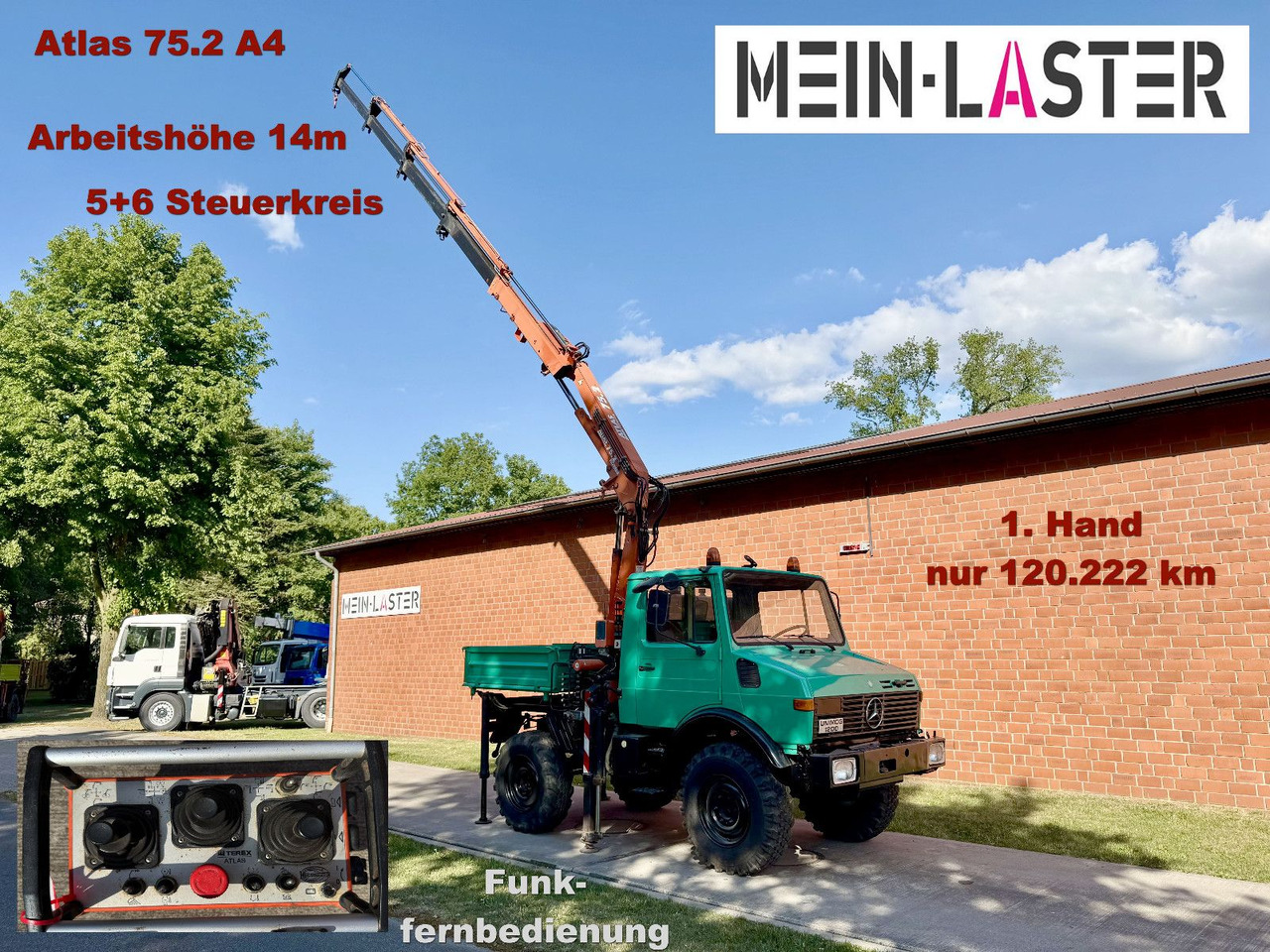 Unimog U 1200 Atlas 75.2 Kran 14 m Funk FB *1. Hand - Auto s hydraulickou rukou: obrázek 1 Unimog U 1200 Atlas 75.2 Kran 14 m Funk FB *1. Hand - Auto s hydraulickou rukou: obrázek 1