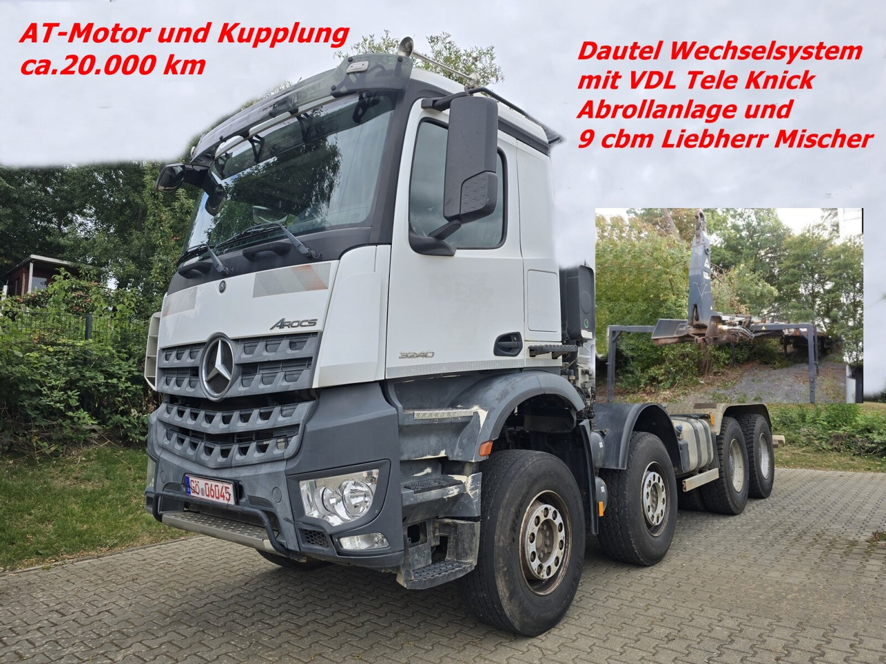 Mercedes-Benz Arocs 3240 8x4 Arocs 3240 8x4, VDL Tele-Knick Abrollanlage - Hákový nosič kontejnerů: obrázek 1 Mercedes-Benz Arocs 3240 8x4 Arocs 3240 8x4, VDL Tele-Knick Abrollanlage - Hákový nosič kontejnerů: obrázek 1