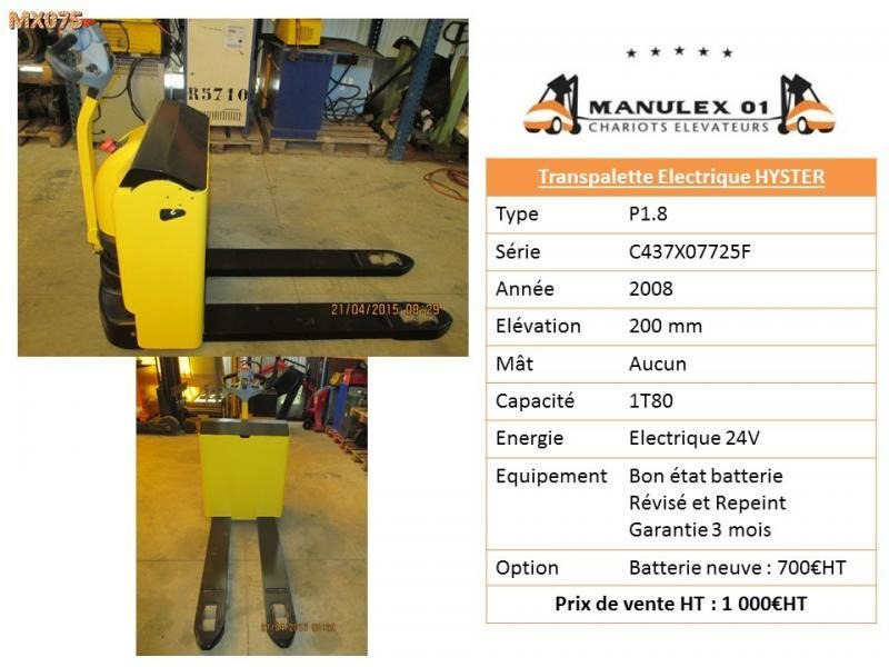 Hyster P1.8 - Paletový vozík: obrázek 2 Hyster P1.8 - Paletový vozík: obrázek 2