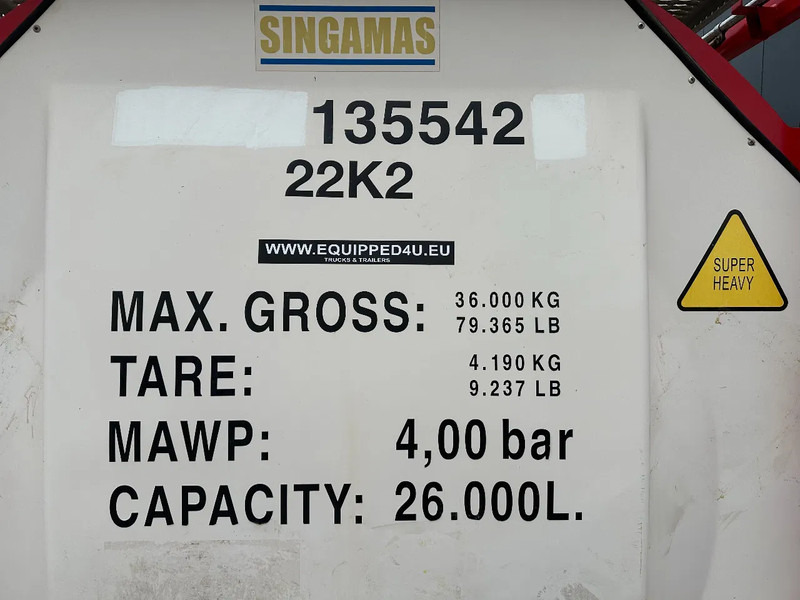 Skladovací nádrž pro dopravu paliva SINGAMAS 20FT ISO, 26.000L/1-COMP/3 BAFFELS/3 manholes, 5Y inspection: 06/2027: obrázek 13