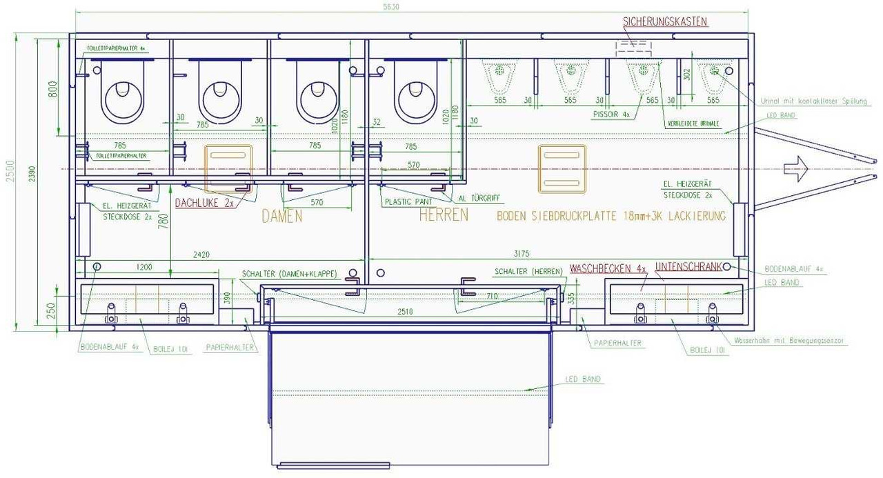 ROSEMEIER VE 3 Damen, 1 Herren, 4 Urinale Toilettenanhänger - Přívěs: obrázek 2 ROSEMEIER VE 3 Damen, 1 Herren, 4 Urinale Toilettenanhänger - Přívěs: obrázek 2
