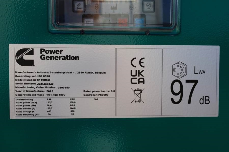 Elektrický generátor Cummins C110D5Q Declaration of Conformity, Diesel, 110kVA,: obrázek 6