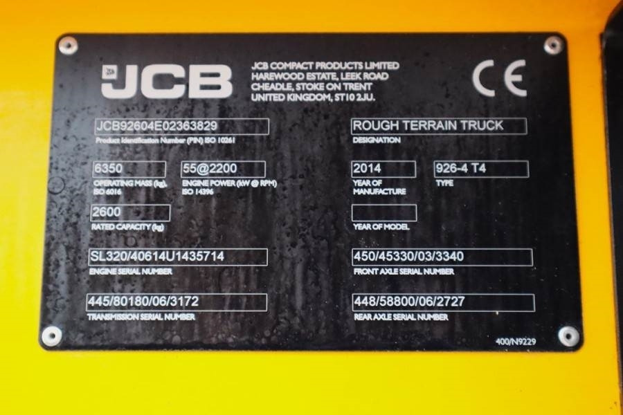 JCB 926 Valid inspection, *Guarantee! Diesel, 4x4 Driv - Vysokozdvižný vozík terénní: obrázek 5 JCB 926 Valid inspection, *Guarantee! Diesel, 4x4 Driv - Vysokozdvižný vozík terénní: obrázek 5