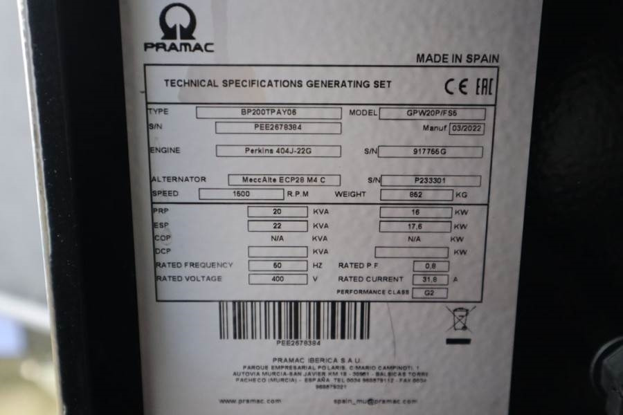 Elektrický generátor Pramac GPW20P Unused, Valid inspection, *Guarantee! Diese: obrázek 12