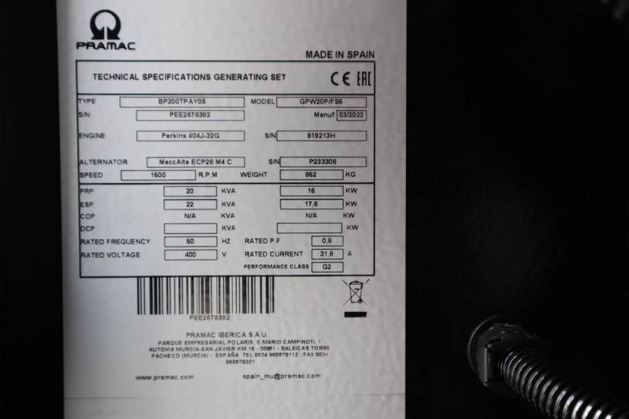 Elektrický generátor Pramac GPW20P Unused, Valid inspection, *Guarantee! Diese: obrázek 6