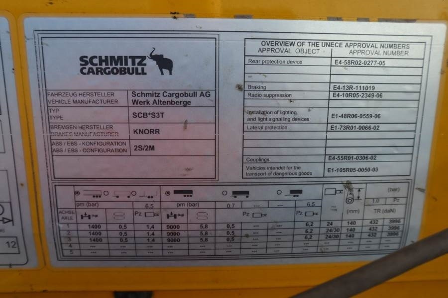 Plachtový přívěs Schmitz Cargobull SCB3ST CoC Documents, TuV Loading Certif: obrázek 7