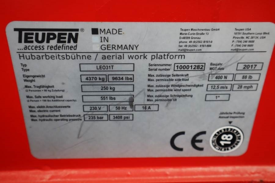 Kloubová plošina, Pásová plošina Teupen LEO 31T Valid inspection, *Guarantee! 230 V Electr: obrázek 6