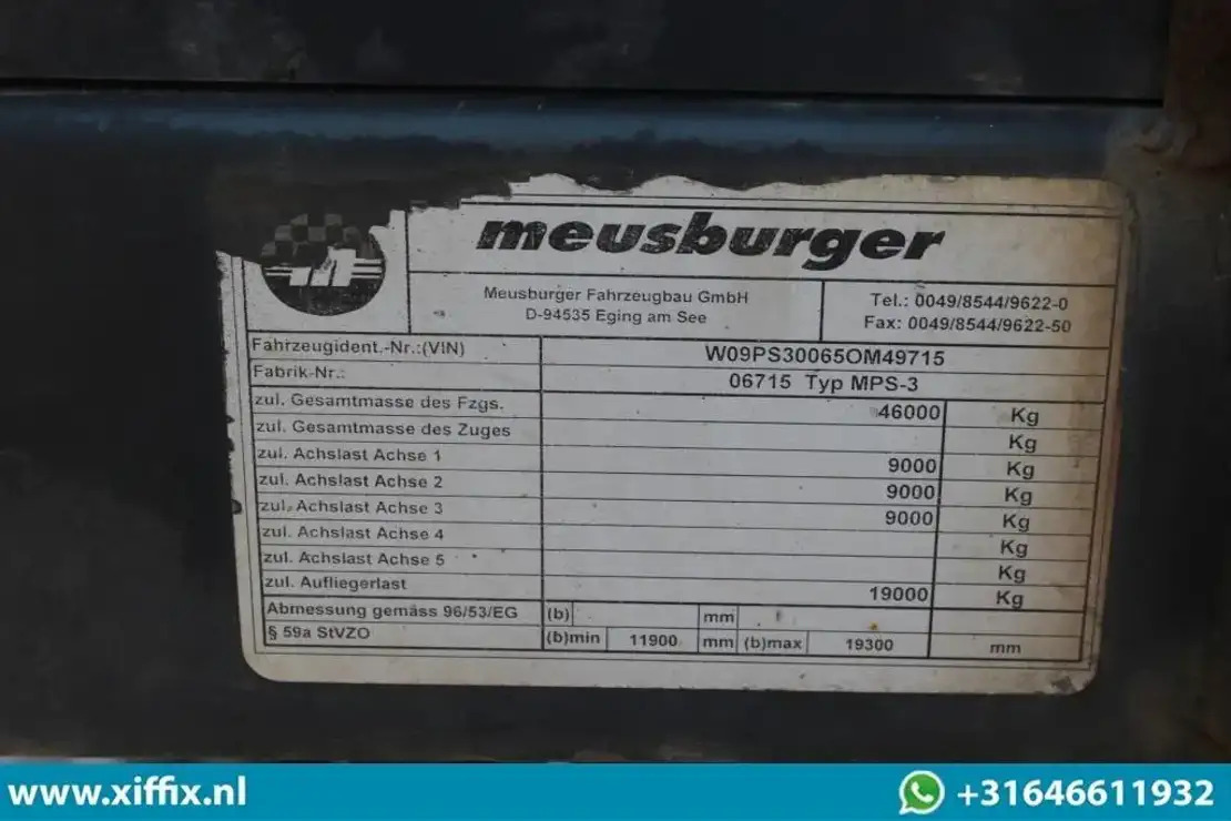 Návěs valník/ Plato Meusburger 3-ass. Vlakke uitschuifbare oplegger / 2x gestuurd / 13819: obrázek 12