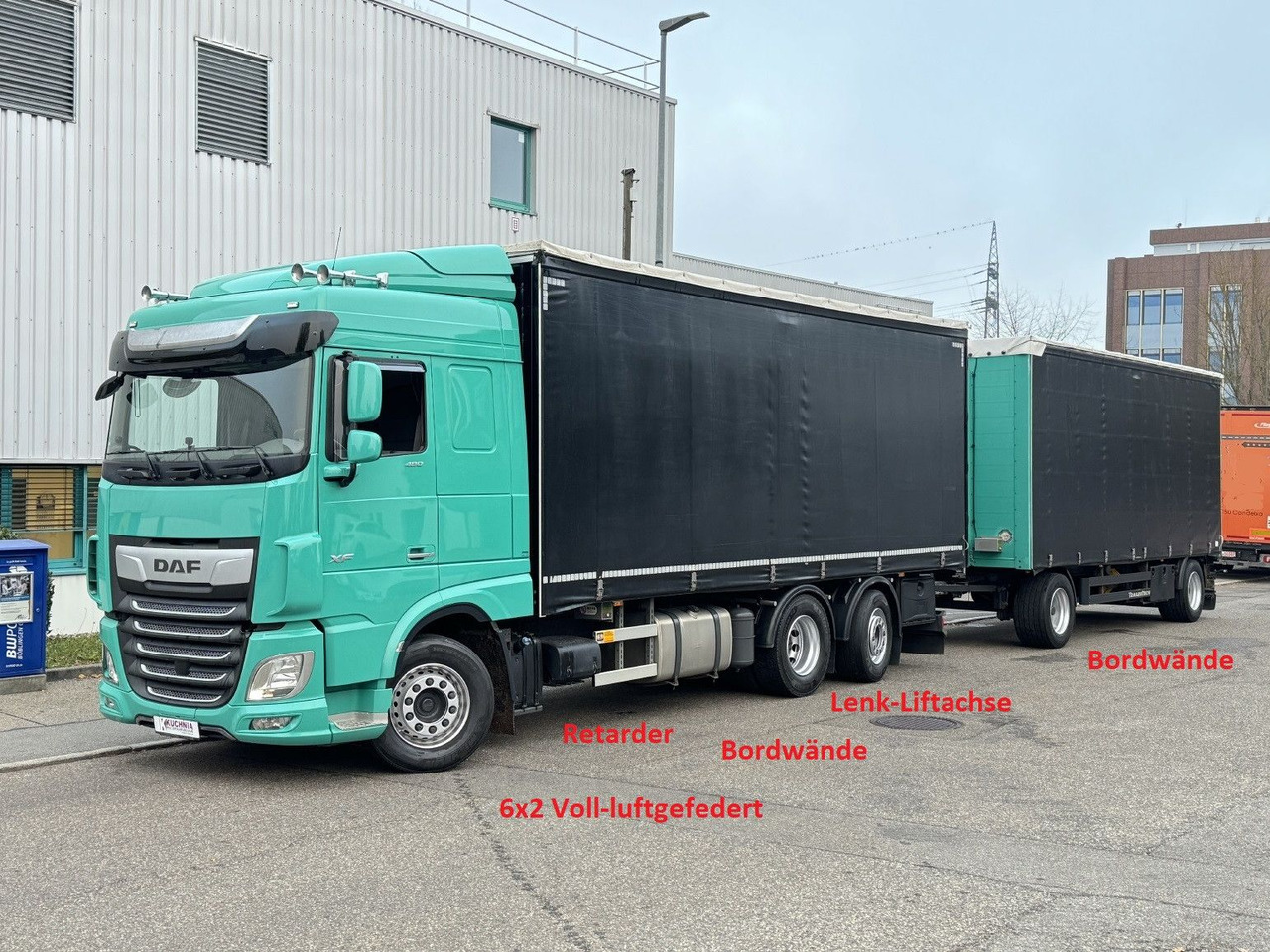 DAF XF480 6x2 Schiebeplane-Zug Bordwände Lenkachse - Plachtový nákladní auto: obrázek 1 DAF XF480 6x2 Schiebeplane-Zug Bordwände Lenkachse - Plachtový nákladní auto: obrázek 1