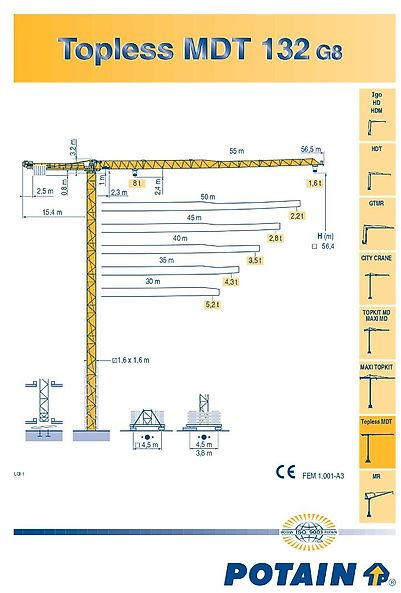 Potain MDT 132 - Věžový jeřáb: obrázek 4 Potain MDT 132 - Věžový jeřáb: obrázek 4