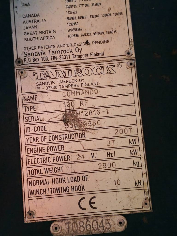 Vrtná souprava Tamrock COMMANDO 120RF: obrázek 7 Vrtná souprava Tamrock COMMANDO 120RF: obrázek 7