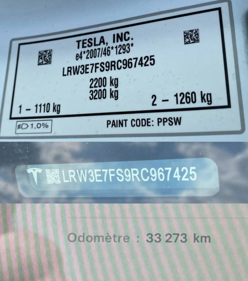 Osobní auto Tesla MODEL 3 5YJ3 Carte Grise Française endommagée: obrázek 7