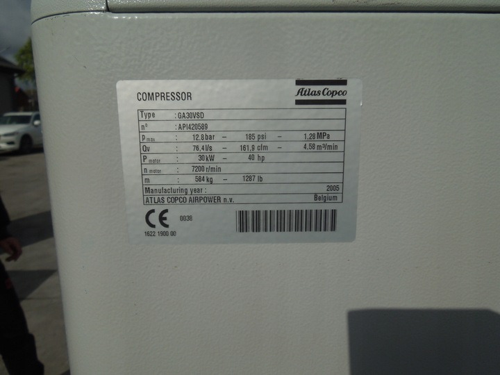 Atlas Copco GA30VSDFF - Mobilní kompresor: obrázek 4 Atlas Copco GA30VSDFF - Mobilní kompresor: obrázek 4