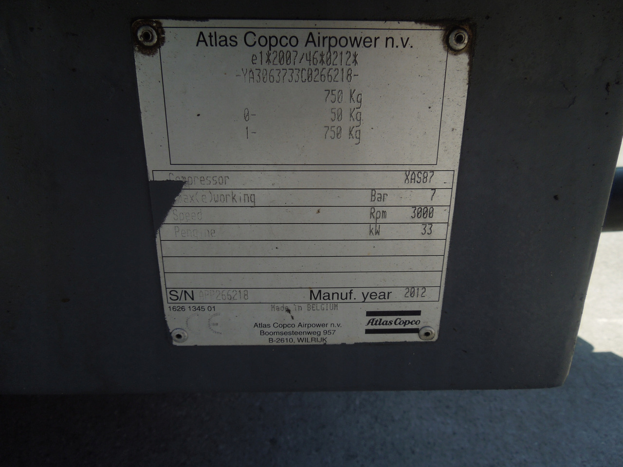 Mobilní kompresor Atlas Copco XAS87: obrázek 7