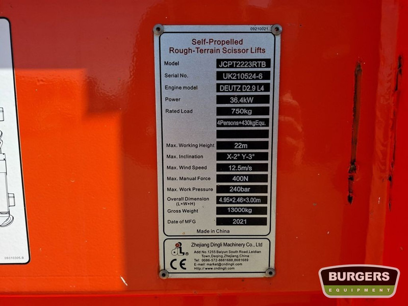 Dingli JCPT2223RTB 4x4 Diesel Schaarhoogwerker 22m - Nůžková plošina: obrázek 5 Dingli JCPT2223RTB 4x4 Diesel Schaarhoogwerker 22m - Nůžková plošina: obrázek 5