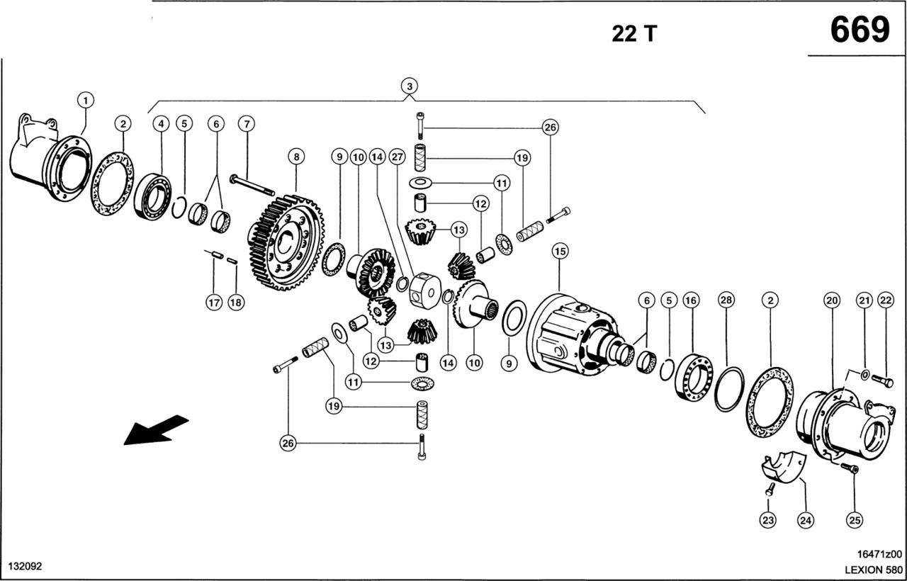 Claas Lexion 580 PRZEKŁADNIA WYRÓWNAWCZA 0006379692 (Napęd jezdny; mechanizm róźnicowy do mts) - Transmise pro Sklízecí mlátička: obrázek 1 Claas Lexion 580 PRZEKŁADNIA WYRÓWNAWCZA 0006379692 (Napęd jezdny; mechanizm róźnicowy do mts) - Transmise pro Sklízecí mlátička: obrázek 1