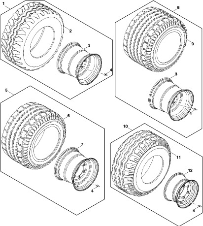 John Deere 960 - Zestaw koła i opony DC54697 (Rama, pokrywy, róźne) - Kompletní kolo pro Zemědělská technika: obrázek 1 John Deere 960 - Zestaw koła i opony DC54697 (Rama, pokrywy, róźne) - Kompletní kolo pro Zemědělská technika: obrázek 1