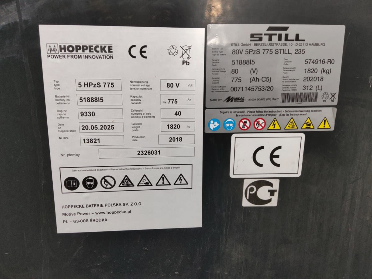 HOPPECKE 80V 775Ah - Akumulátor pro Manipulační technika: obrázek 2 HOPPECKE 80V 775Ah - Akumulátor pro Manipulační technika: obrázek 2