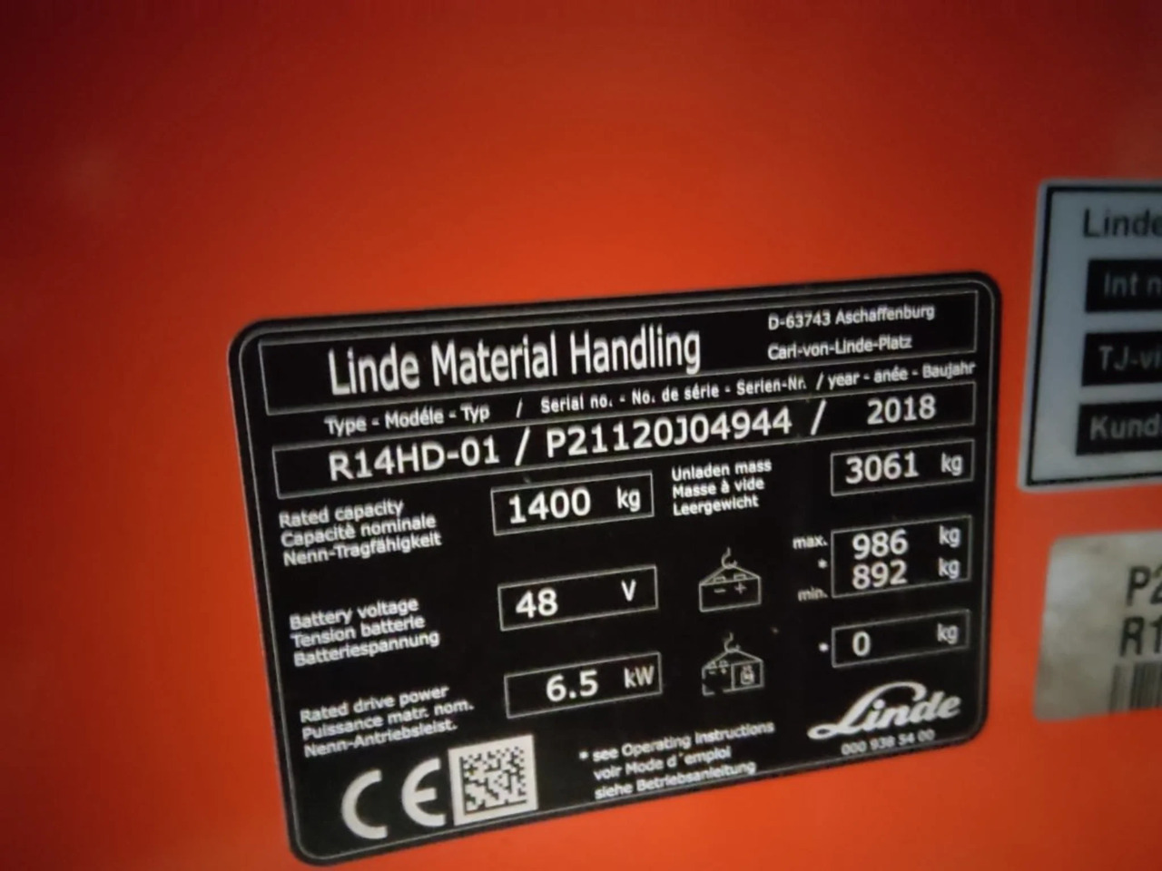 Linde R14HD-01 - Retrak: obrázek 2 Linde R14HD-01 - Retrak: obrázek 2