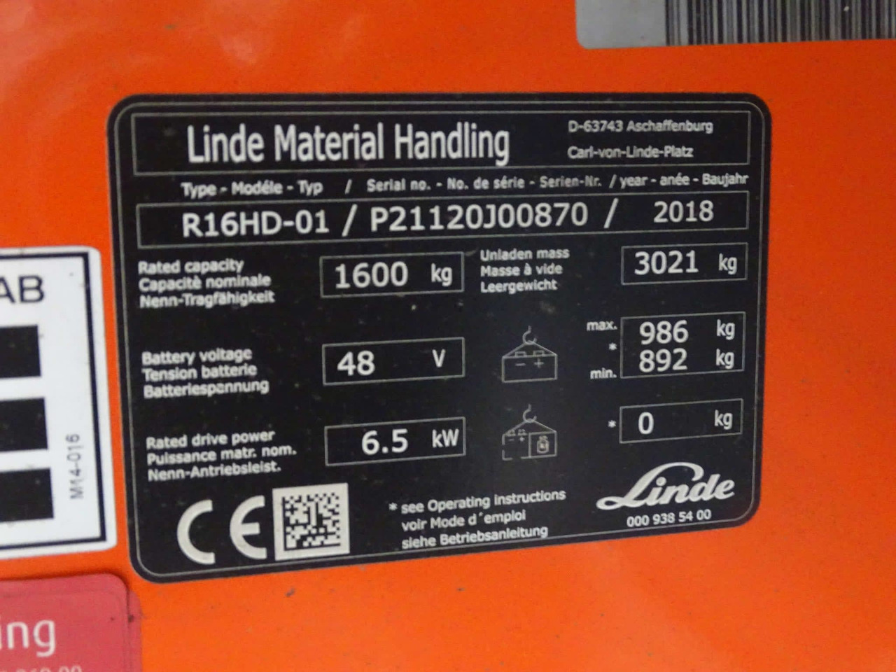 Linde R16HD-01 - Retrak: obrázek 2 Linde R16HD-01 - Retrak: obrázek 2